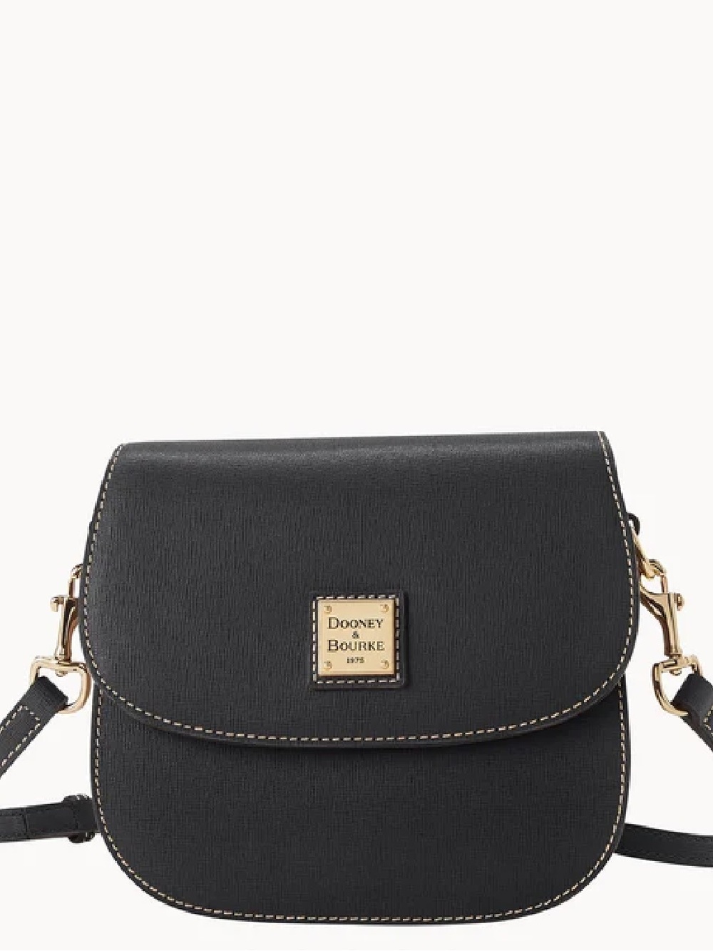 Dooney & Bourke Italian Cowhide Crosshatch Leather Saddle Bag